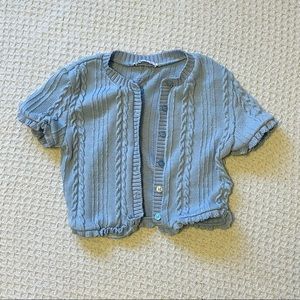 Pale blue short-sleeved cardigan from Zara (size S)